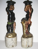 Pair of Old Blackamoor Cherub Table Lamps