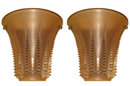 Pair Art Deco Amber Glass Wall Sconces