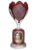 Bohemian Ruby Red Glass Portrait Vase