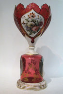 Bohemian Ruby Red Glass Portrait Vase