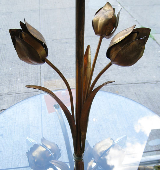 Mid-Century Floral Tole Metal Floor Lamps