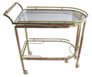 Mid-Century Brass & Glass Bar Serving Cart