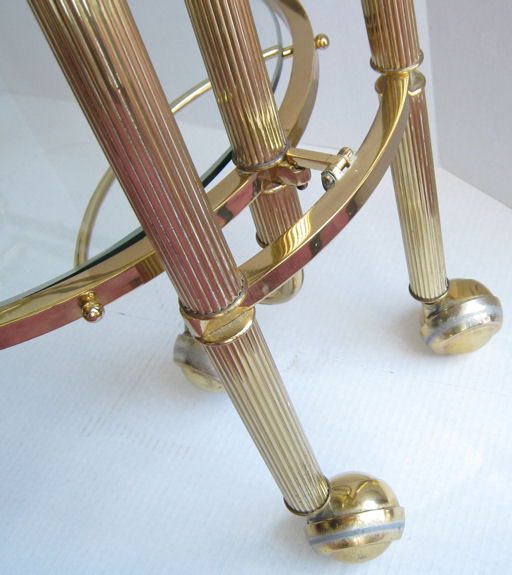Mid-Century Brass & Glass Bar Serving Cart