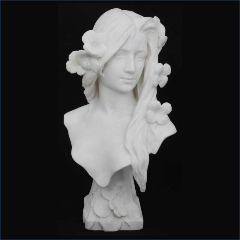 George Coudray Art Nouveau Female Marble Bust Sculpture