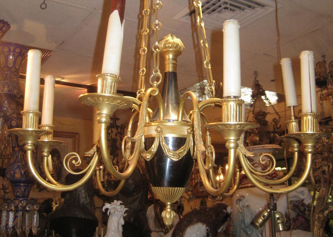 Antique Neoclassical Russian Empire Gilt Bronze Chandelier