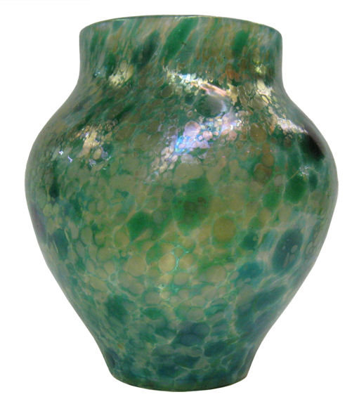 Loetz Papillon Green Oil Spot Glass Vase