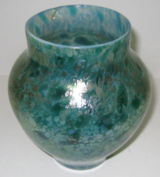 Loetz Papillon Green Oil Spot Glass Vase