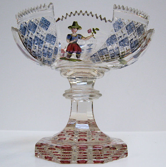 Bohemian Biedermeier Glass Compote