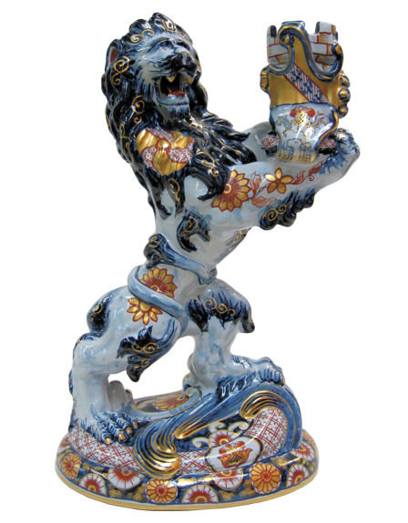 Emile Galle Faience Lion Candlestick