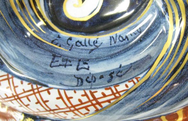 Emile Galle Faience Lion Candlestick
