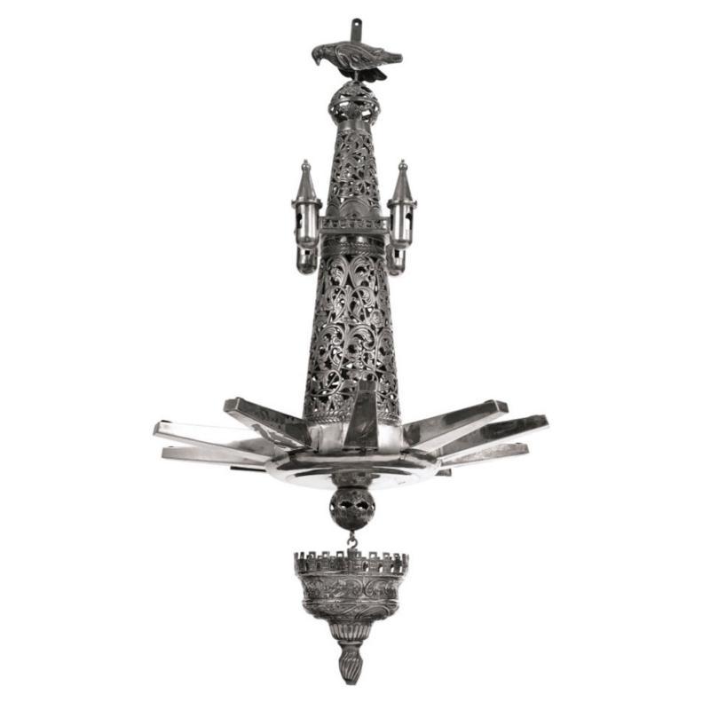 Antique Continental Silver Hanging Sabbath Lamp