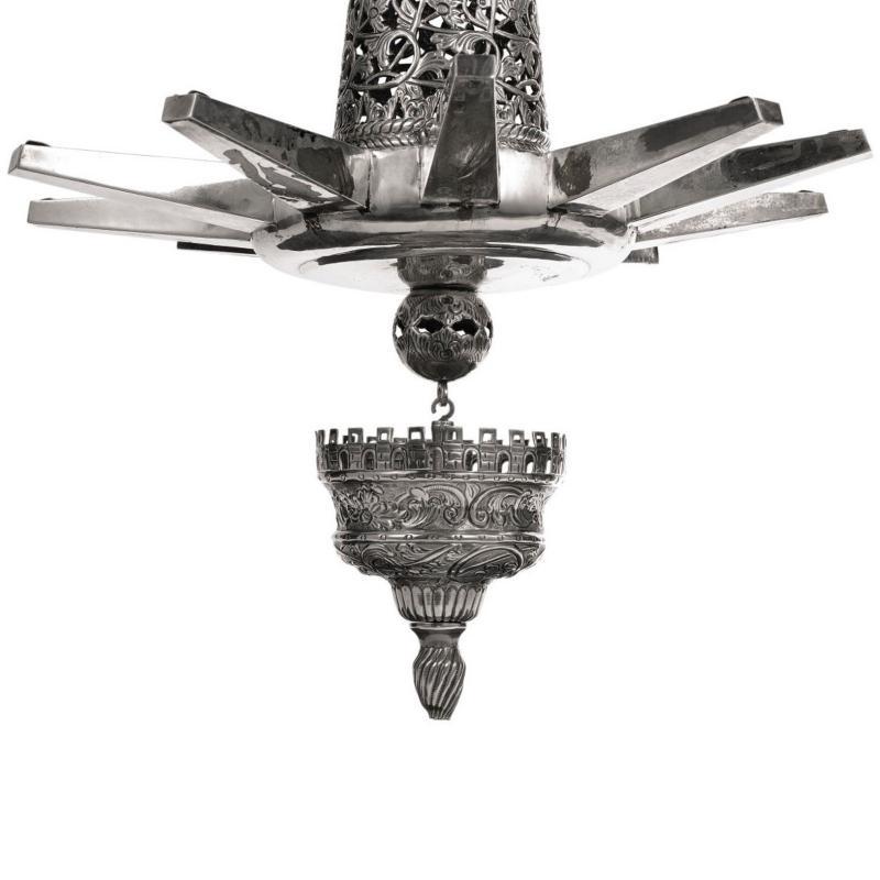 Antique Continental Silver Hanging Sabbath Lamp