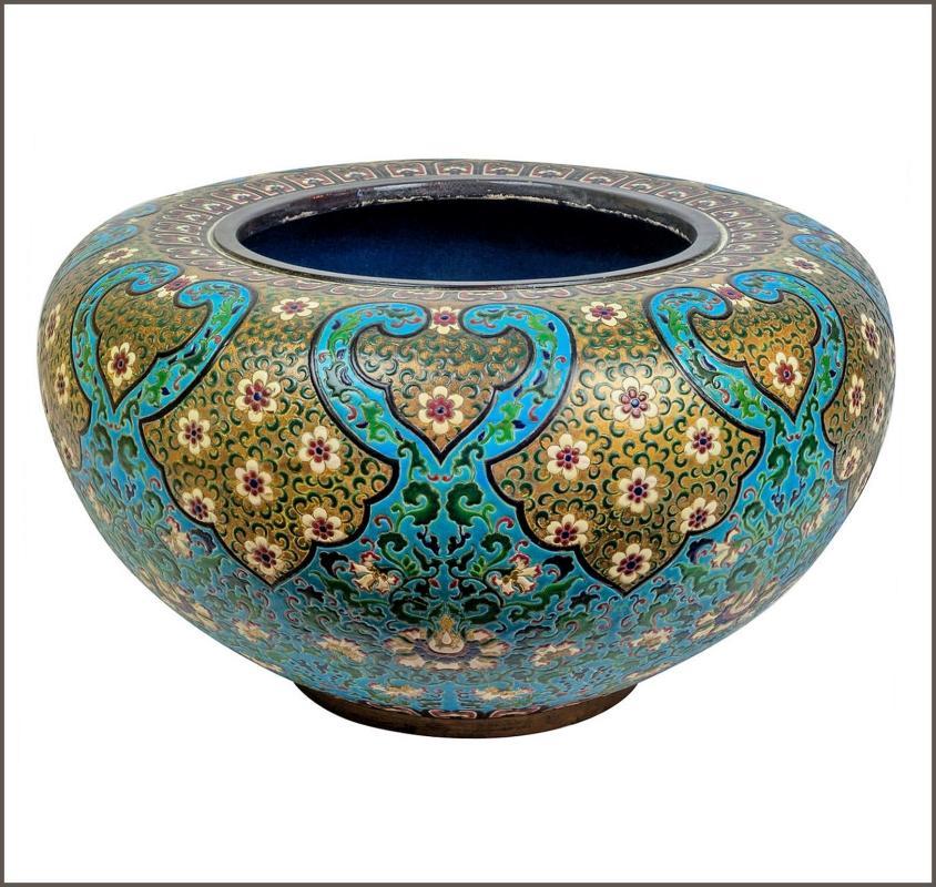 Monumental Glazed Earthenware Jardiniere Attributed to Longwy