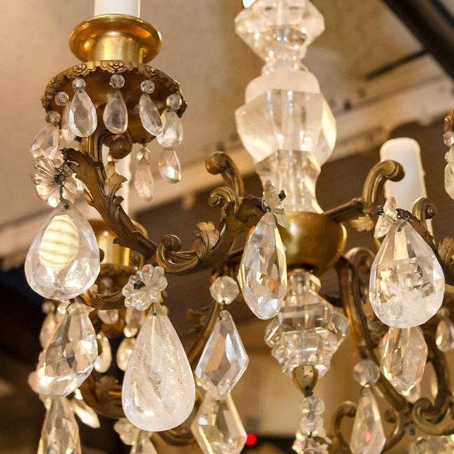 Antique French Bagues Style Gilt and Rock Crystal Chandelier