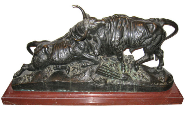 1868 Fighting Bulls Bronze by Clesinger