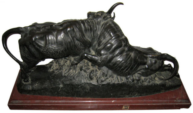1868 Fighting Bulls Bronze by Clesinger