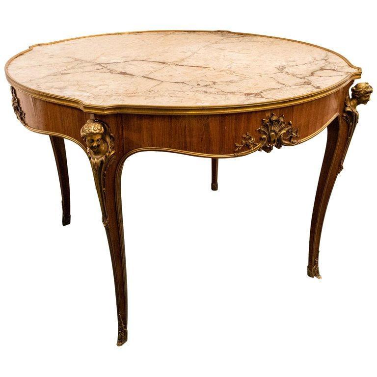 Louis XVI Style Bronze and Marble Center Table