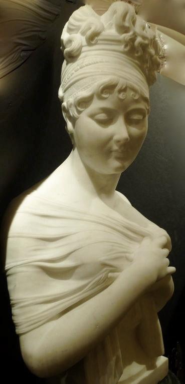 Madame Juliette Recamier Marble Bust Sculpture After Joseph Chinard