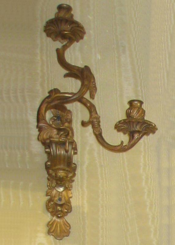 Pair Louis XV Rococo Style Gilt Bronze Sconces