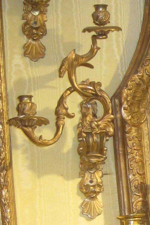Pair Louis XV Rococo Style Gilt Bronze Sconces