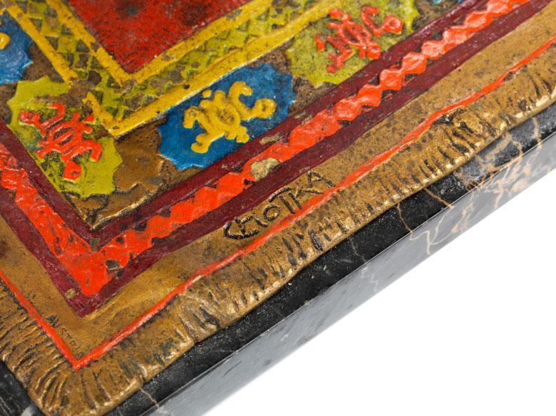 Anton Chotka Orientalist Bronze Desk Set with Ink Blotter