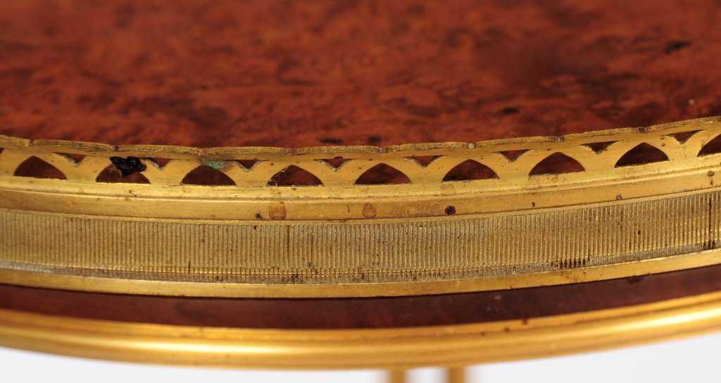 Louis XVI Style Burlwood Gueridon Side Table After Adam Weisweiler