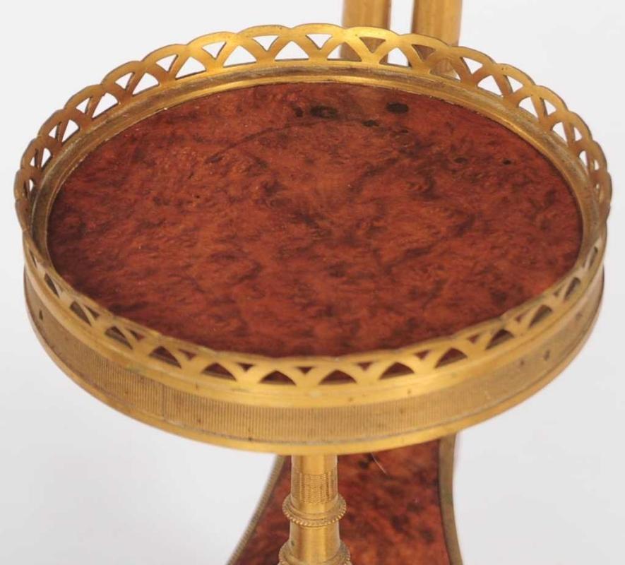 Louis XVI Style Burlwood Gueridon Side Table After Adam Weisweiler