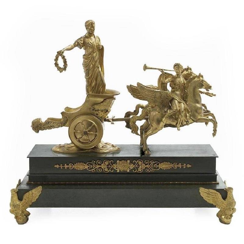 Napoleon as Victorious Roman Emperor on Chariot Bronze Sculpture