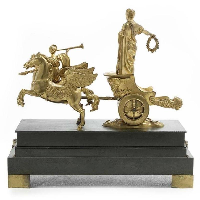 Napoleon as Victorious Roman Emperor on Chariot Bronze Sculpture
