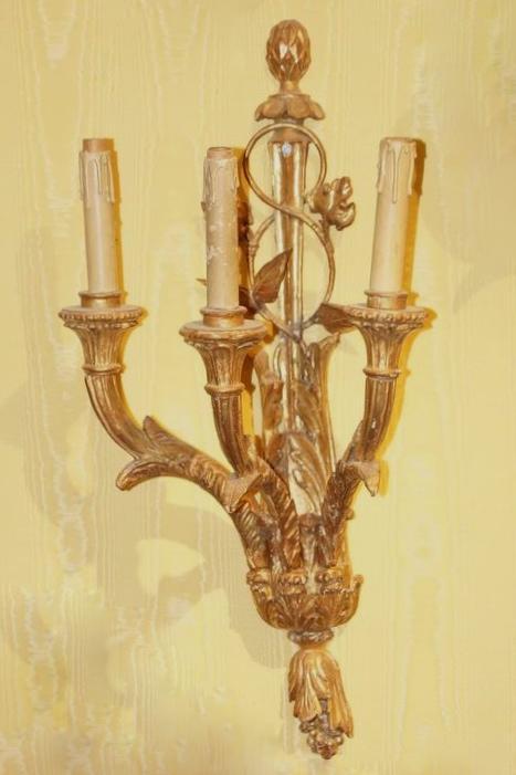 Pair Italian Rococo Giltwood Sconces