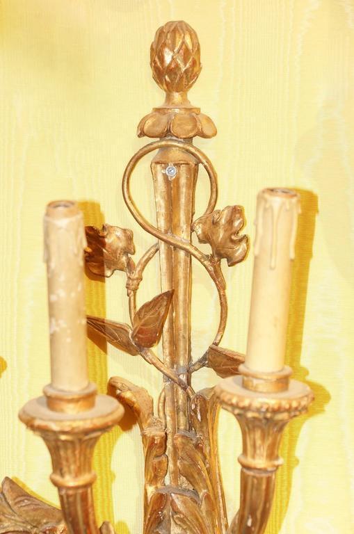 Pair Italian Rococo Giltwood Sconces
