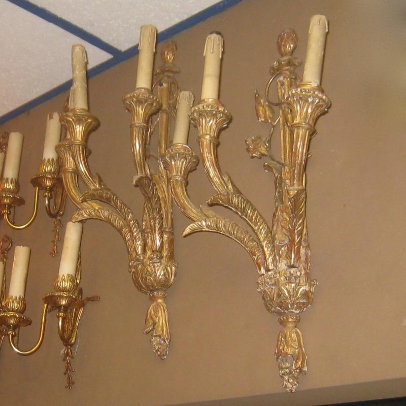 Pair Italian Rococo Giltwood Sconces