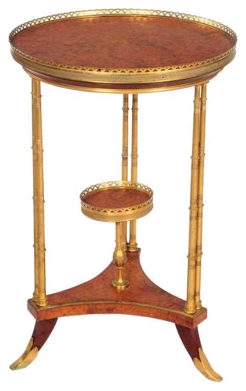 Louis XVI Style Burlwood Gueridon Side Table After Adam Weisweiler