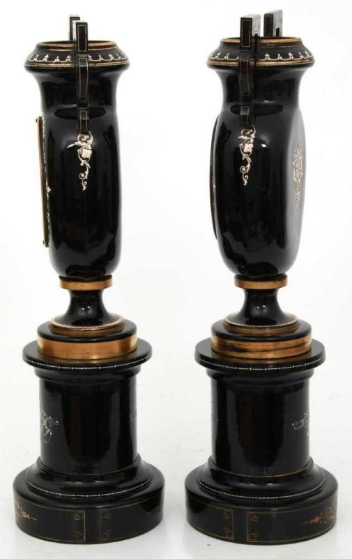 Pair Antique Continental Amethyst Glass Vases