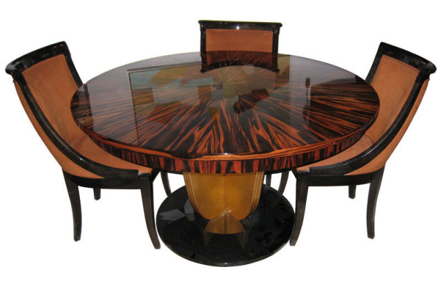 Macassar Ebony Dining Set Table & 6 Chairs