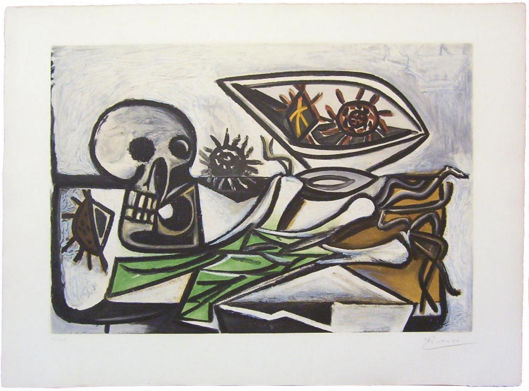 Nature Morte, Crane, Oursins et Oignon Aquatint After Picasso