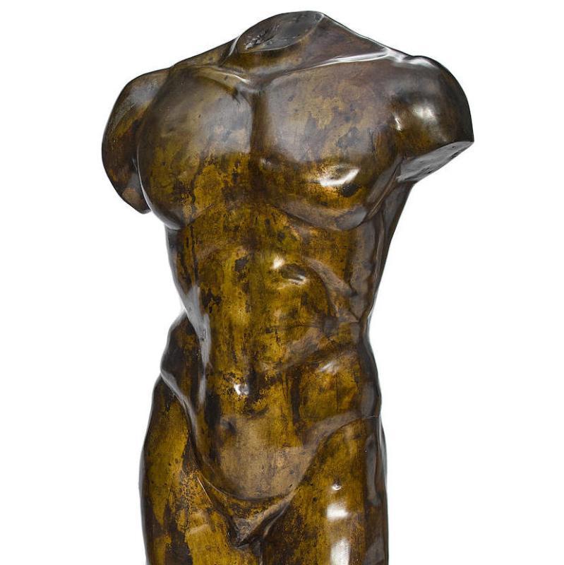 Lifesize Bronze Female and Male Torsos After the Antique