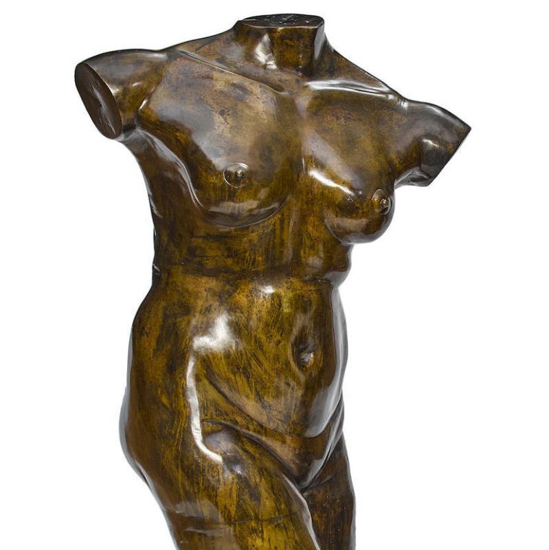 Lifesize Bronze Female and Male Torsos After the Antique