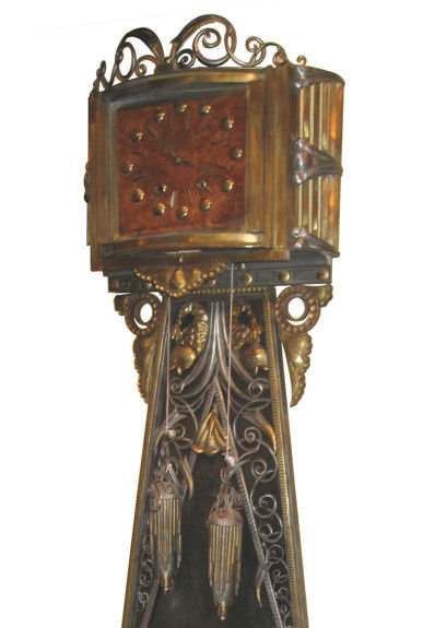 Art Deco Steel & Brass Longcase Clock