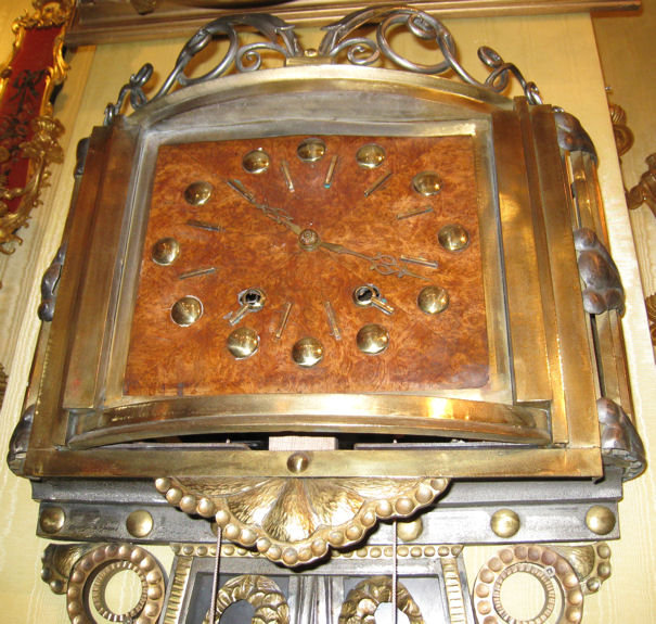 Art Deco Steel & Brass Longcase Clock