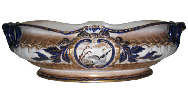 Antique Keller & Guerin Luneville French Ceramic Centerpiece Bowl