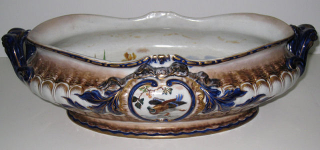 Antique Keller & Guerin Luneville French Ceramic Centerpiece Bowl