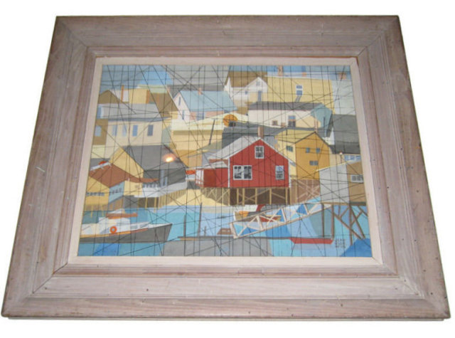 Jean Bijur Weiss Booth Bay Harbor Cubist Watercolor
