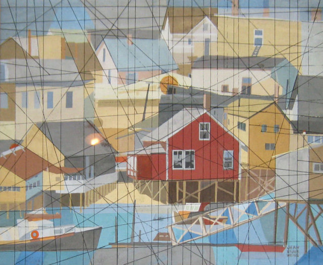 Jean Bijur Weiss Booth Bay Harbor Cubist Watercolor