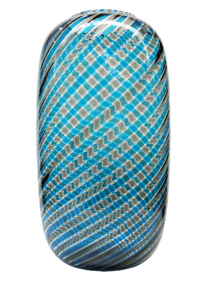 Venini Attr. Blue Canne Ritorte Glass Vase
