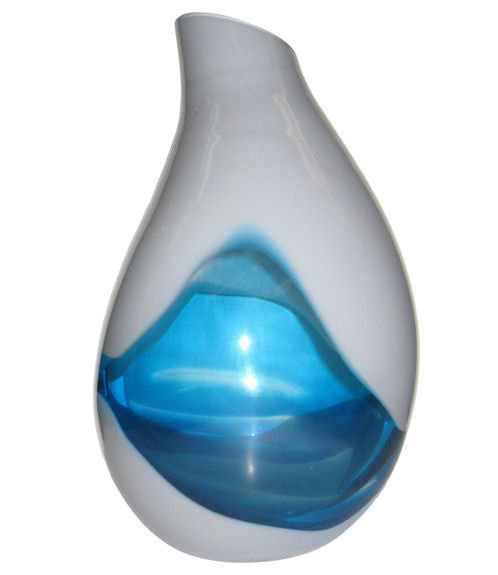 Seguso A.V. Blue & Lattimo Cased Glass Vase