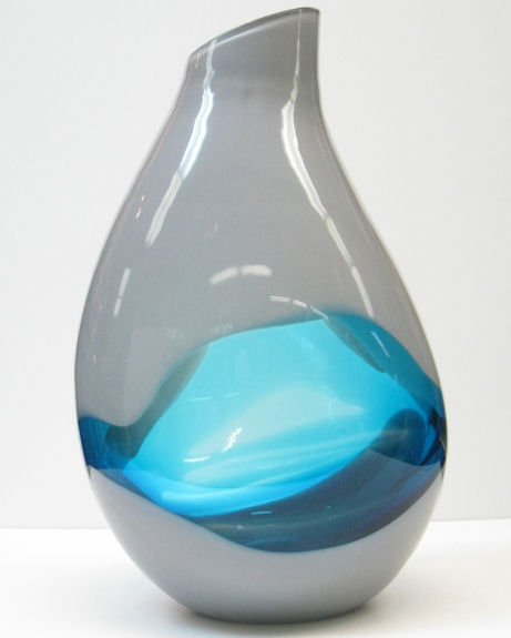 Seguso A.V. Blue & Lattimo Cased Glass Vase