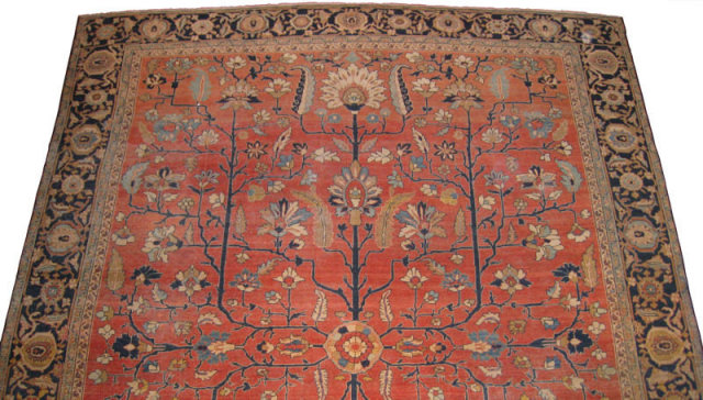 Antique 11x14 Ft Flatweave Persian Serapi Carpet