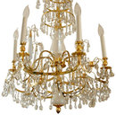 Russian Baltic Style Opaline Glass & Gilt Brass Chandelier