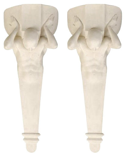 Pair of Figural Plaster Wall Sconces by Gerald Laing